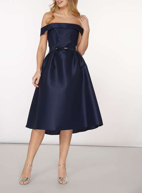 **Luxe Navy Bardot Dress